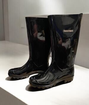 PLANONE Women's Tall Rain Boots Waterproof Black Slip On-USA SZ 10 SZ UK 29
